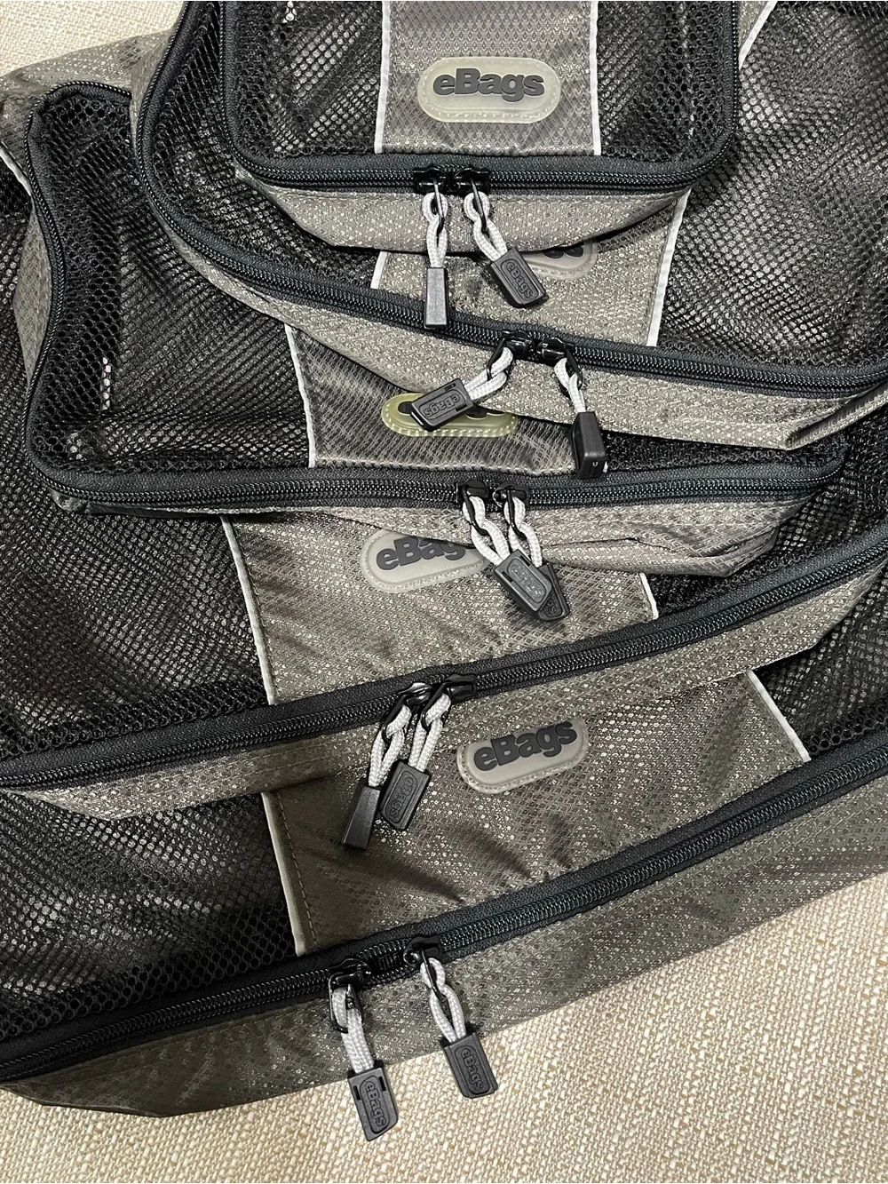eBags Gray/Black Travel Packing Cube Set — 5-Piece Travel Organizer